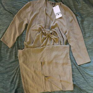 NWT Zara Midi Dress with Tie Front
